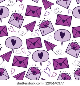 Seamless pattern Valentine day. Love message romantic.Vector illustration