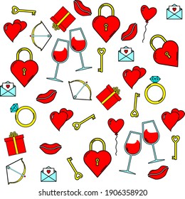Seamless pattern. Valentine day ornament design. Used for invitations, postcards, wrapping paper, bags