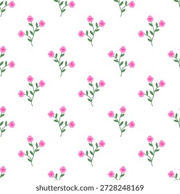 Patrón sin fisuras. Día de San Valentín flor rosa con corazón. Fondo floral de primavera y verano. Diseño para el Fondo de pantalla, papel de embalaje, fondo, tela. Ilustración plana de Vector.