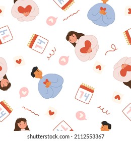 Seamless pattern for Valentine Day. Romantic vector cute wallpaper