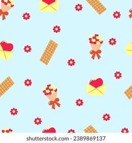 seamless pattern of valentine elements