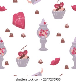 Seamless pattern "Valentine" with elements love. Vector illustration