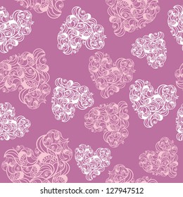 Seamless pattern with valentine hearts