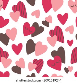 Patrón sin inconvenientes con corazones valentinos, dibujo de esbozo para su diseño
