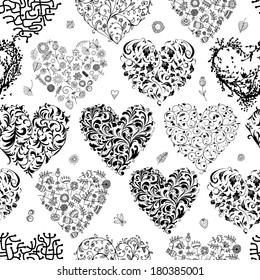 Seamless pattern with valentine hearts for your design