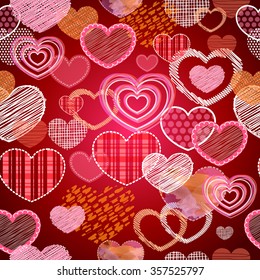 Seamless pattern of valentine love hearts