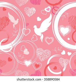 Seamless pattern of valentine love hearts