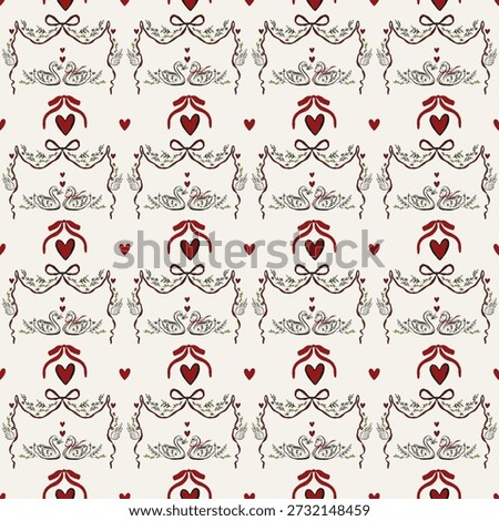 Seamless pattern Valentine Love Theme  Trendy Romantic  Sweet background with Hand Drawn drawn Style Design for fashion , fabric, textile, wallpaper , wrapping and all prints