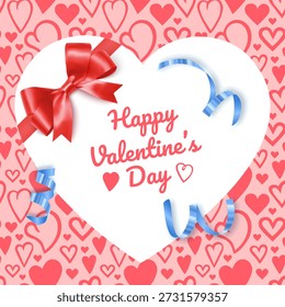 Nahtloses Muster, Valentinstag-Hintergrund mit Herzkonturen auf weißem Hintergrund. Minimalistisches und romantisches Doodle-Stil Valentinstag Geschenkpapier, Hochzeitspapier, romantische Textil-Prints, Stoffdesign und festliche digitale Hintergründe