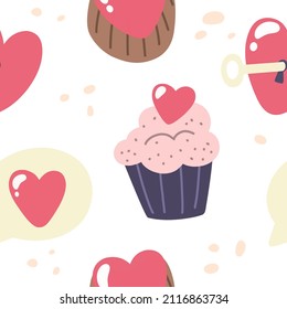 Seamless pattern for Valentine's Day. Abstract modern trendy vector graphic.