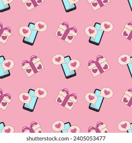 Seamless pattern for Valentine's day. Background for fabric design, wrapping paper and other printing. Design for greeting card, gift box and print.