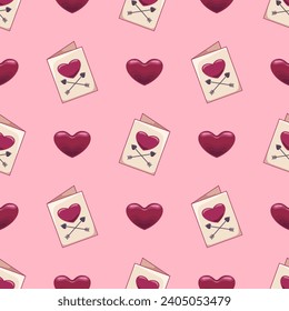 Seamless pattern for Valentine's day. Background for fabric design, wrapping paper and other printing. Design for greeting card, gift box and print.
