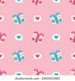 Seamless pattern for Valentine's day. Background for fabric design, wrapping paper and other printing. Design for greeting card, gift box and print.