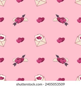 Seamless pattern for Valentine's day. Background for fabric design, wrapping paper and other printing. Design for greeting card, gift box and print.