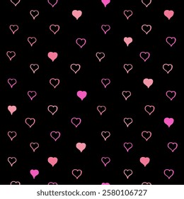 Seamless pattern Valentines day background, hand drawn heart shape doodles