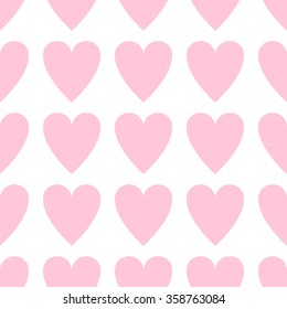 Seamless pattern Valentine's Day with big hearts light pink on a white background.