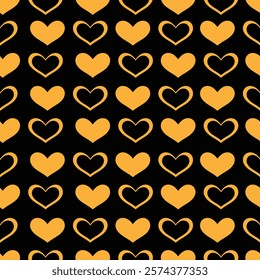 Seamless pattern of Valentines day. Black background pattern of valentine with heart shape.