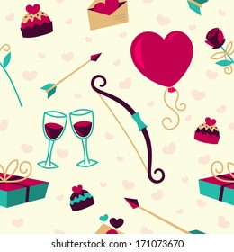 Seamless pattern for Valentines Day card. Vector illustration. 