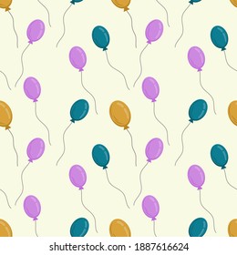 Seamless pattern for Valentines day with cartoon style balloons. Vector illustration for greeting cards and greetings for February 14-Valentines Day.