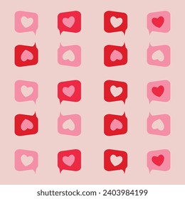 Seamless pattern Valentine's day concept. Vector illustration. red and pink paper hearts with frame on geometric background. Cute love sale banners or greeting cards
