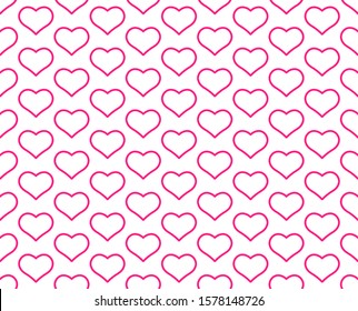 Seamless pattern of the valentine's day contour heart symbols