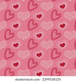 Seamless pattern for Valentine's Day. Creative white hearts on a pink background. Vector.