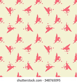 Seamless pattern Valentine's Day. Cupid and heart on a beautiful stylish background