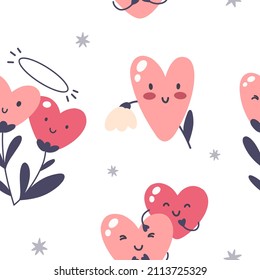 Seamless pattern Valentine's Day with cute hearts. Vector illustration.