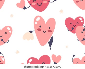 Seamless pattern Valentine's Day with cute hearts. Vector illustration.