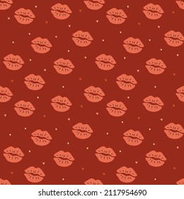 Seamless pattern for Valentine's Day with cute hand drawn elements. Flat vector illustration for paper, textile, fabric, prints, wrapping, greeting cards, banners