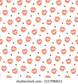 Seamless pattern for Valentine's Day with cute hand drawn elements. Flat vector illustration for paper, textile, fabric, prints, wrapping, greeting cards, banners