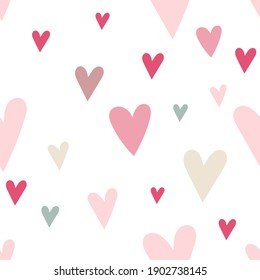 Patrón sin inconvenientes para el diseño del día de San Valentín con corazones. Ilustración vectorial para el embalaje. El patrón se corta, no hay máscara de recorte.