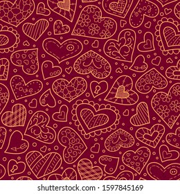 Seamless pattern for valentines day of different heart shapes. Love. February 14. Vector illustration
