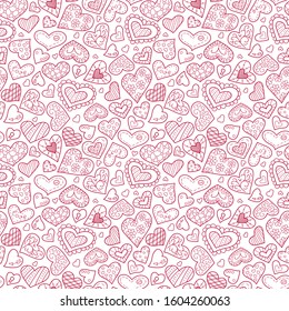 Seamless pattern for valentines day of different heart shapes. Love. February 14. Vector illustration