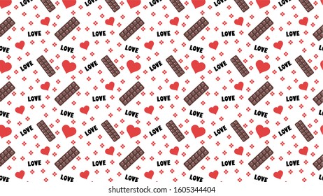 Seamless Pattern For Valentines Day With The Form Of Love & Chocolate