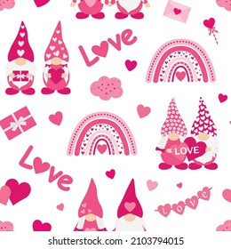 Seamless pattern Valentine's day Gnomes vector illustration