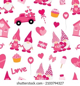 Seamless pattern Valentine's day Gnomes vector illustration