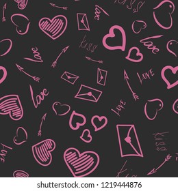 Seamless pattern for Valentine's Day. Gray and pink tones.
