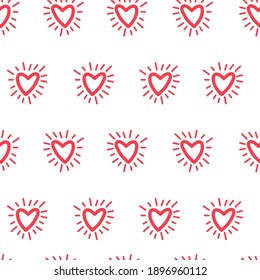 Seamless pattern for Valentine's Day with heart on a white background. Valentine's day, wedding and love concept. Vector illustrations
