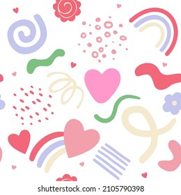 Seamless Pattern Valentine's Day Heart Flowers Love