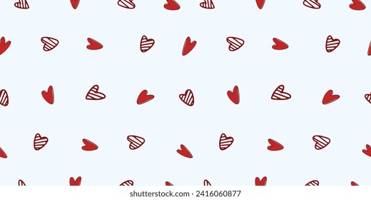 Seamless pattern for Valentine's Day with heart and love elements on a white background. Vector doodle theme set, romance for cards, banners, flyers, invitation, blog, wrapping paper, prints.