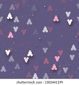Seamless pattern Valentine's Day hearts with stripes Romantic abstract background retro pastel shades dark lilac color