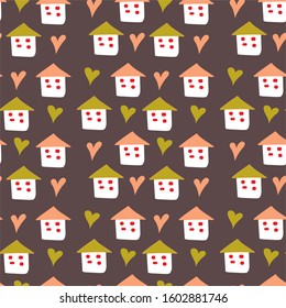 Seamless pattern Valentines Day hearts. Isolated stock vector on white and background, red, blue, yellow, orange. For wrapping paper, scrap booking and printed matter,  invitation, greeting cards.