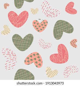 Seamless pattern Valentine's Day with hearts different sizes.