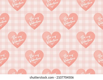 Seamless pattern for Valentine's day with Hearts. Background for printing, packaging and textile. Ready template for design, postcards and poster. Pink and White. Vector illustration in flat design