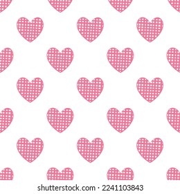 Seamless pattern Valentines day Hearts hand drawn vector illustration