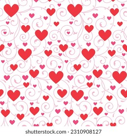 Nahtlose Muster von Valentinstag-Herzen und -Schwenken - Valentinstag-Vektorgrafik