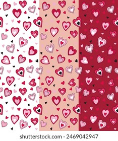 Seamless Pattern of Valentine's Day Hearts- Valentine's Day Vector Illustration