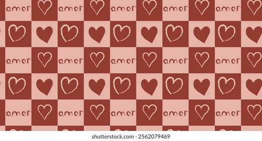 Seamless pattern Valentine's Day with hearts.Geometric Template holiday vector illustration.Design for card,postcard, poster,print,banner.Great for textiles, wallpaper-vector surface design