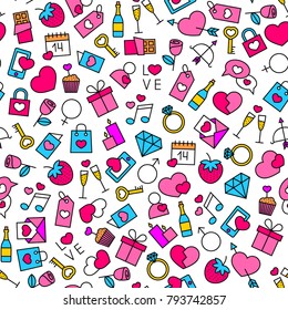 seamless pattern with valentine's day icons